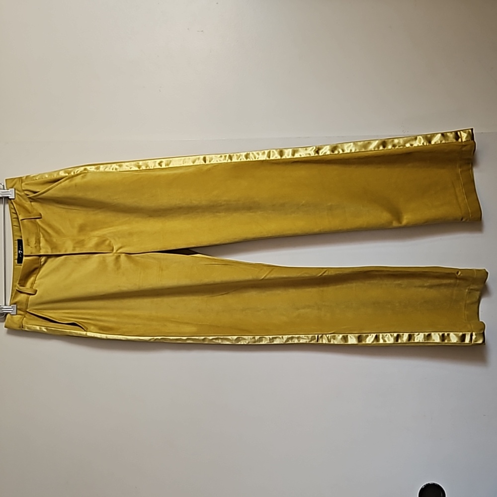 7 For All Mankind Chartreuse Velvet Lime Yellow Straight Pants Size 4